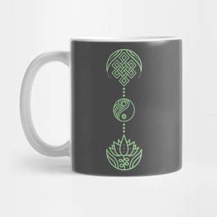 Spiritual Symbols - Yin Yang - Unalome - Lotus - Green Mug